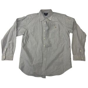 Ralph Lauren Mens Blue Oxford Cotton Button Down Shirt Size 18 Long Sleeve Pony